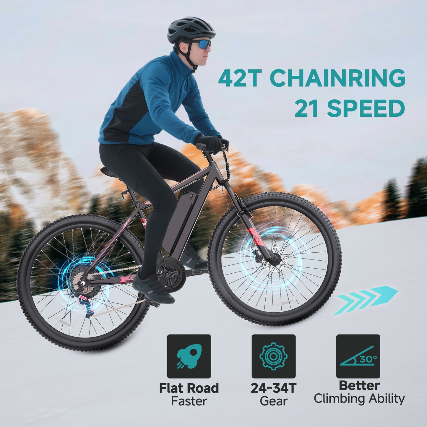 350W City E-Bike – 20" Frame, 21-Speed Gears, 25-Mile Range