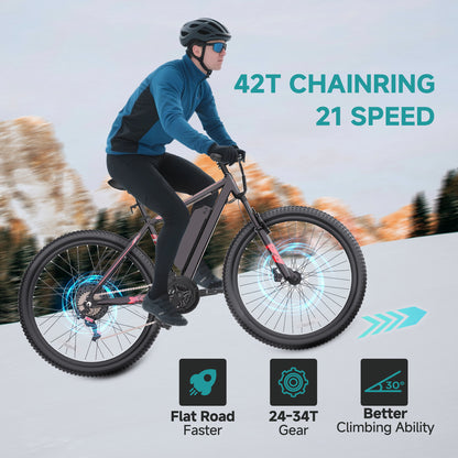 350W City E-Bike – 20" Frame, 21-Speed Gears, 25-Mile Range