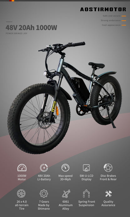 500W Foldable Fat Tire E-Bike – 20" Tires, 36V 13Ah Battery, LCD Display