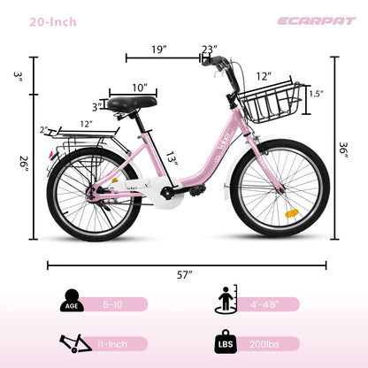 Kids Bike – CityCruze 20” | Coaster Brake | Single Speed | Pink
