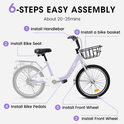 Kids Bike – CityCruze 20” | Coaster Brake | Single Speed | Purple
