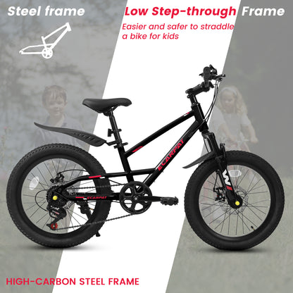 Kids Mountain Bike – TrailKid 20” | Front Suspension | 7-Speed | Black