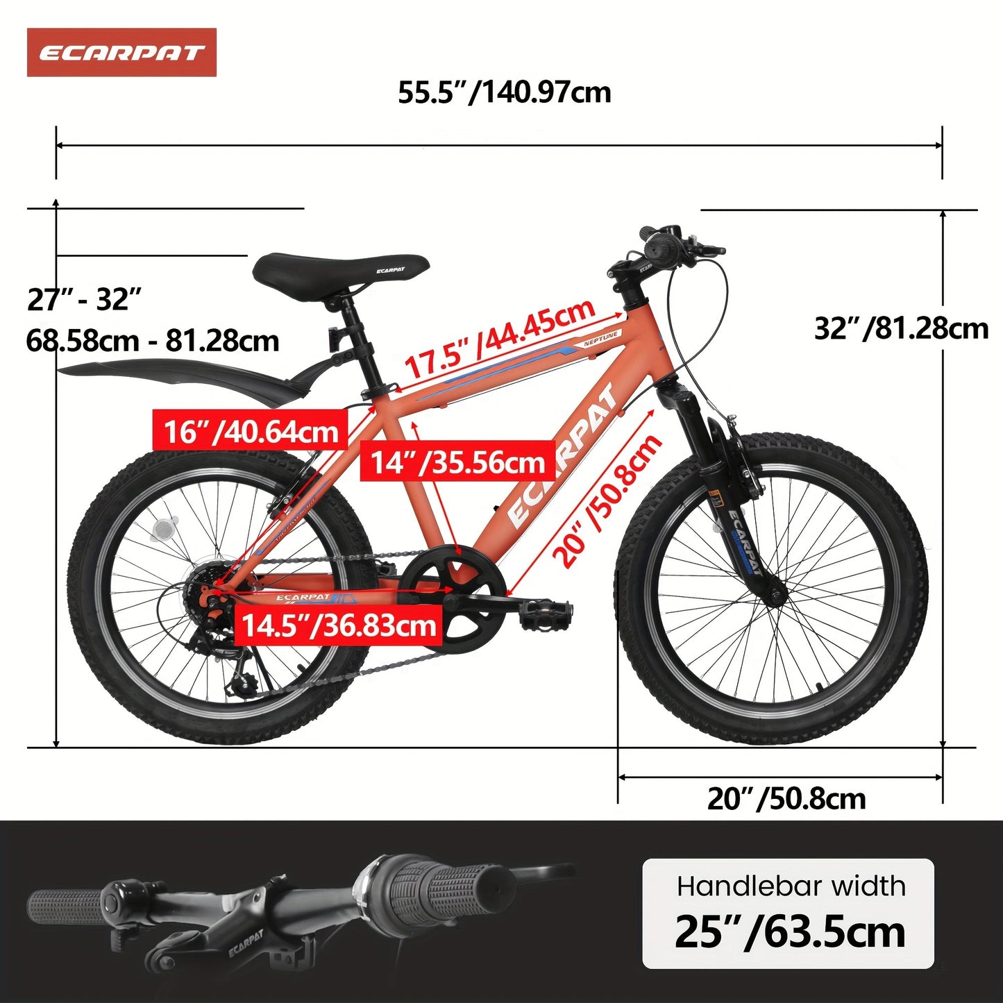 20" Kids Mountain Bike – 7-Speed, Front Suspension (Boys & Girls)