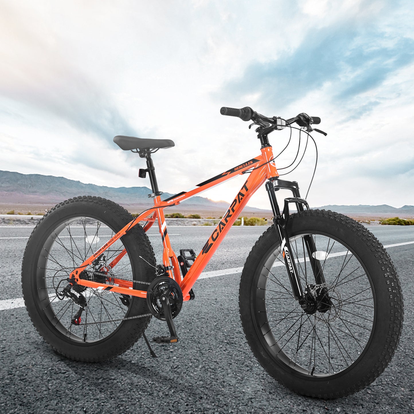 26" Fat Tire Mountain Bike – 21-Speed Shimano, Dual Disc Brakes (All-Terrain)