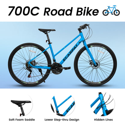 Road Bike – UrbanRide 700C | 21-Speed | Disc Brakes | Black Blue