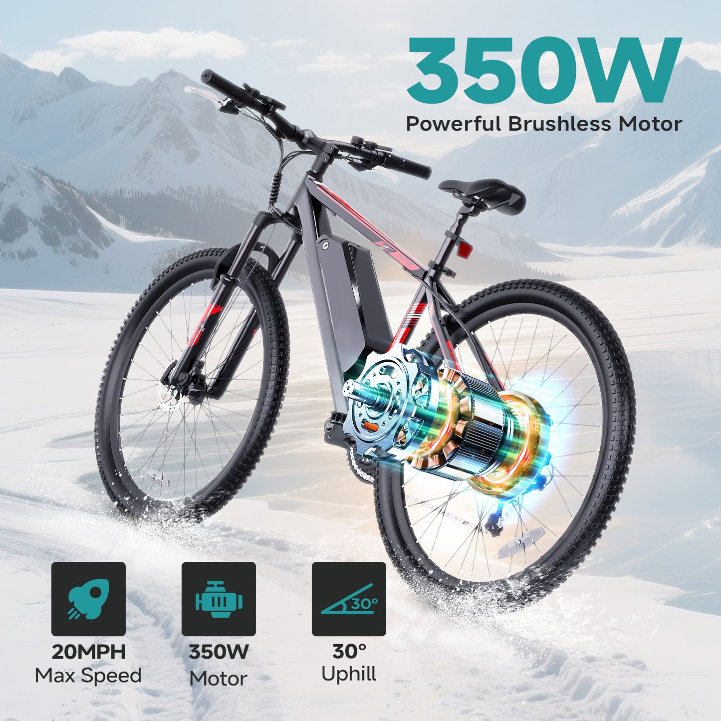 350W City E-Bike – 20" Frame, 21-Speed Gears, 25-Mile Range