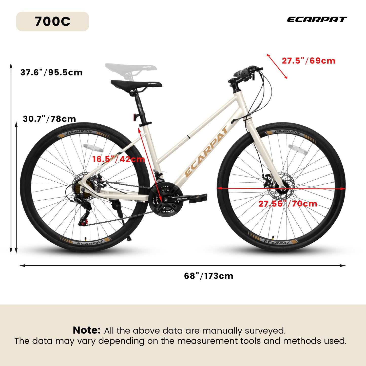 Road Bike – UrbanRide 700C | 21-Speed | Disc Brakes | Cream