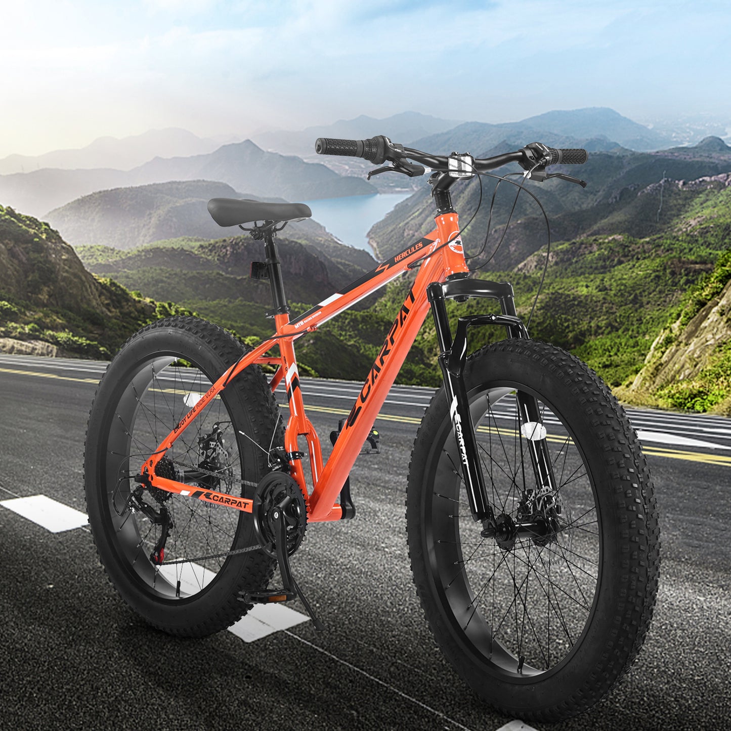 26" Trail Mountain Bike – 21-Speed, Dual Disc Brakes (Orange)