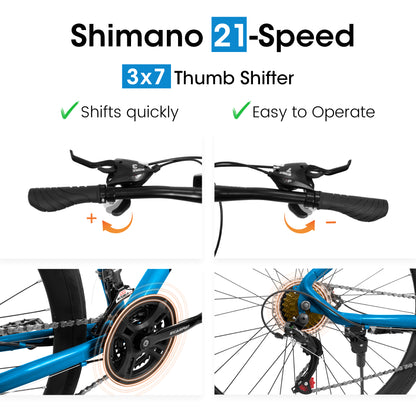 Road Bike – UrbanRide 700C | 21-Speed | Disc Brakes | Black Blue