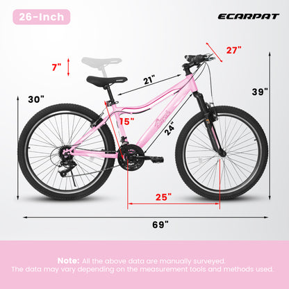 Mountain Bike – TrailLite 26” | Front Suspension | 21-Speed | Pink
