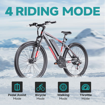 350W City E-Bike – 20" Frame, 21-Speed Gears, 25-Mile Range
