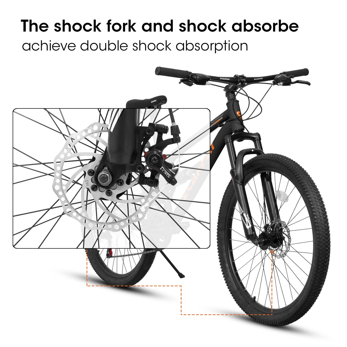 26" Steel Frame Mountain Bike – Shock Fork, 21-Speed (Unisex)