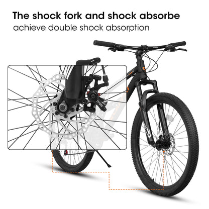26" Steel Frame Mountain Bike – Shock Fork, 21-Speed (Unisex)