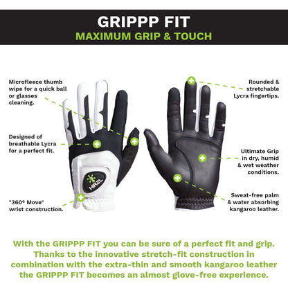 HIRZL Grippp Fit - Golf Gloves - White / Black